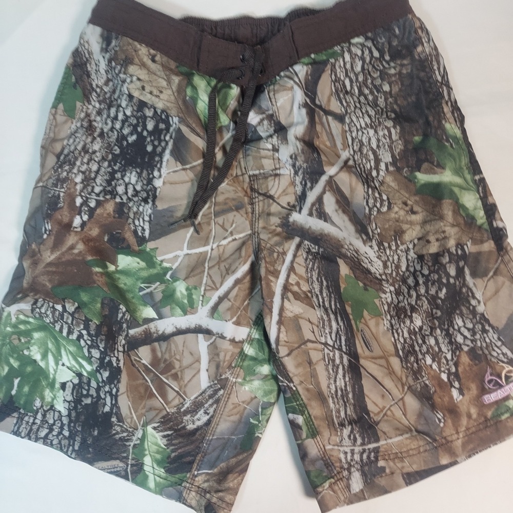 RealTree Camo Board Shorts Trunks Mens Small Hardwoods Draw String Surf Beach
